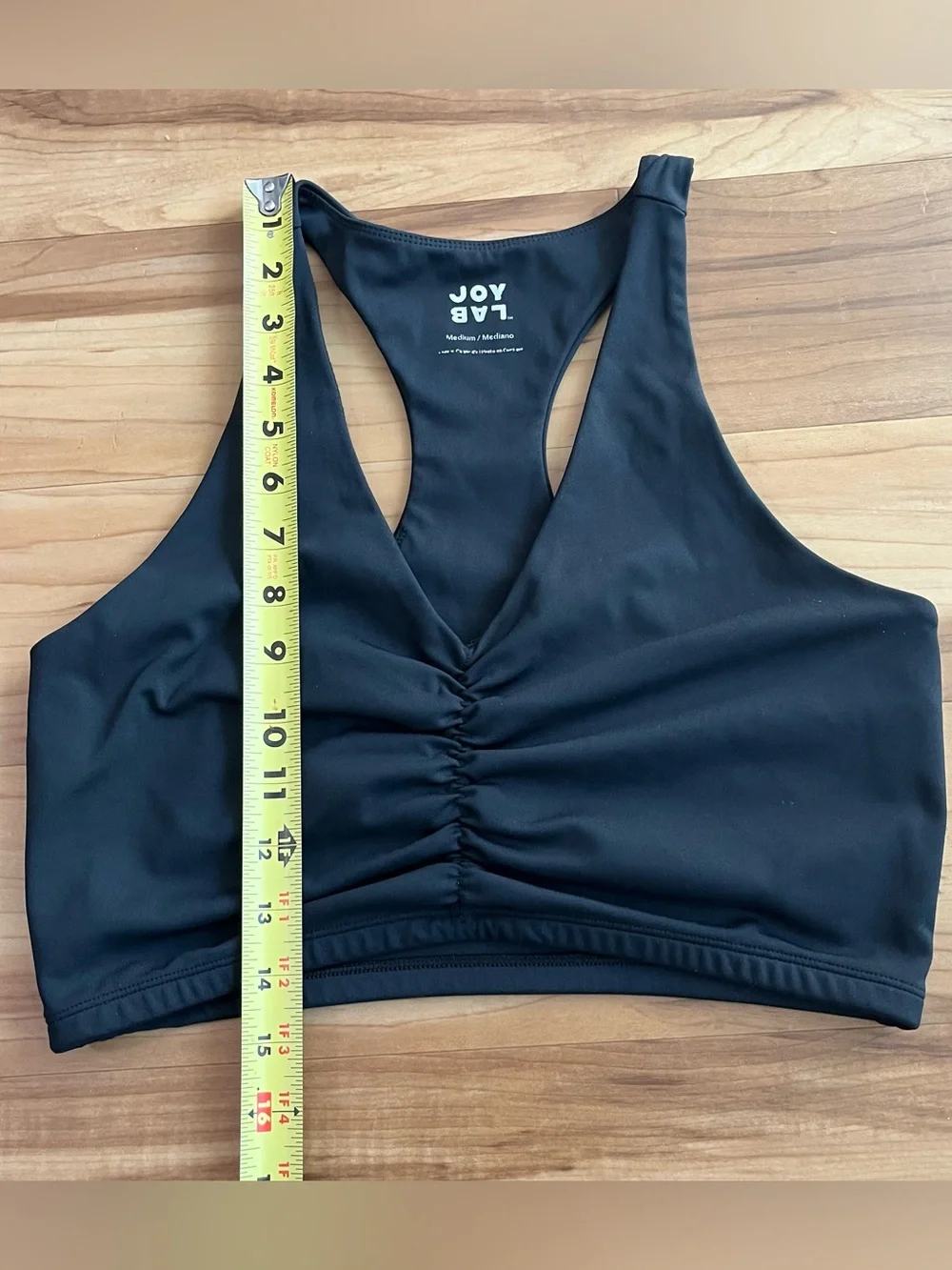 JoyLab Black Ruched Racerback Sports Bra – Size Medium - Picture 11 of 11